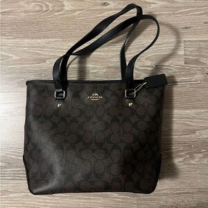 Coach Dark Brown and Black Tote Bag